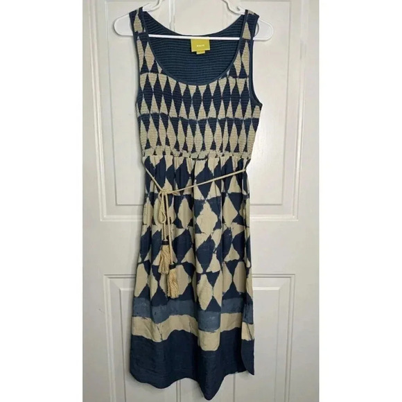 MAEVE ANTHROPOLOGIE Womens Castalia Blue Dress Size 6 Pockets Smocked Everyday - Picture 1 of 11